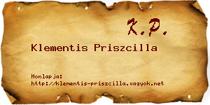 Klementis Priszcilla névjegykártya